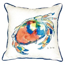 Betsy Drake Dungeness Crab Extra Large 22 X 22 Indoor Outdoor White Pillow