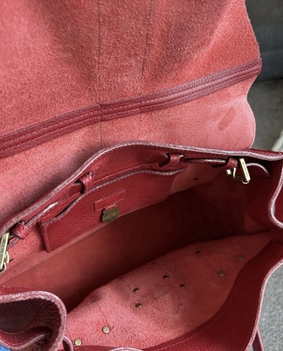 Sac fourre-tout vintage Mulberry Georgie cuir rouge foncé poignée supérieure - Photo 8/11