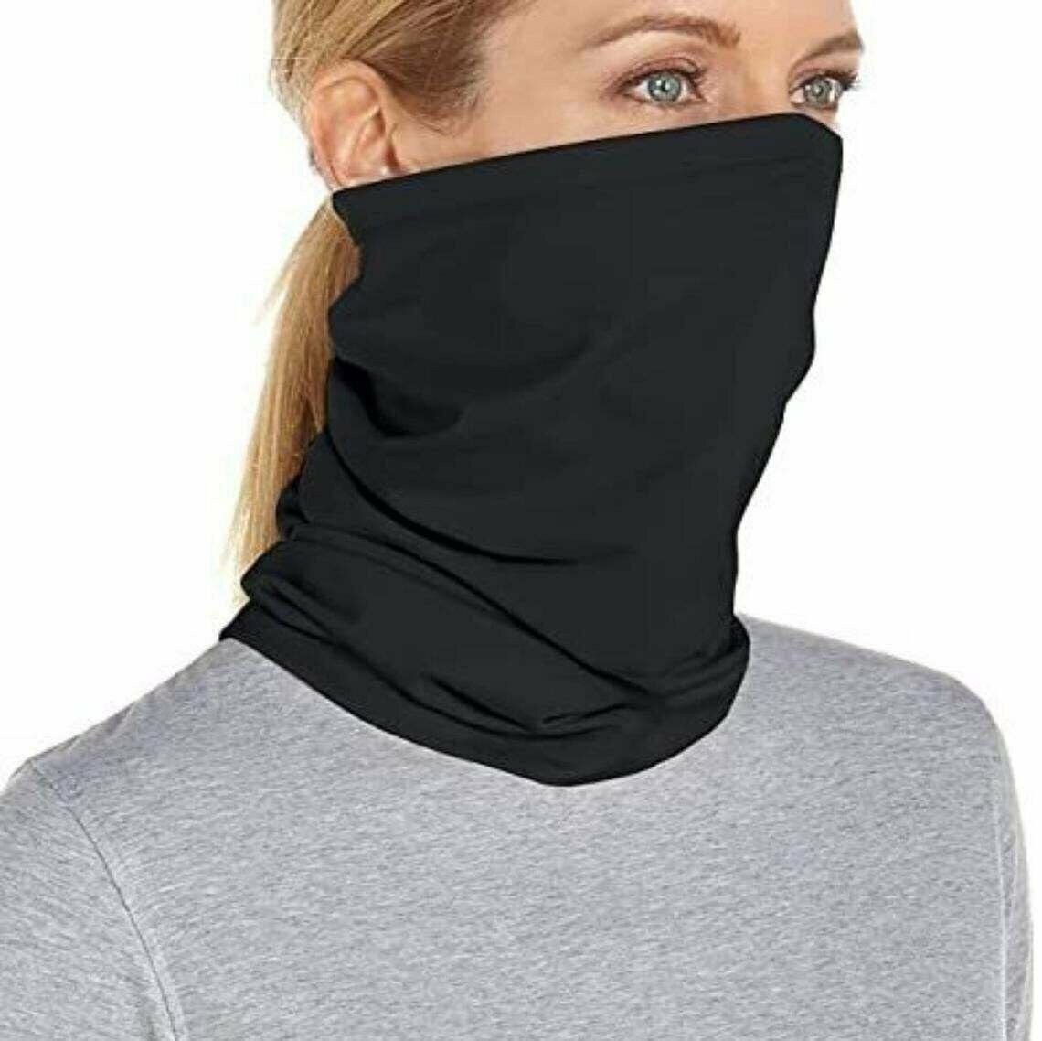 Neck Gaiter Premium Cotton Black Face Mask Balaclava Neckerchief