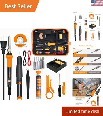 Versatile Electronic Soldering Kit with De-soldering Pump & Tweezers Included
