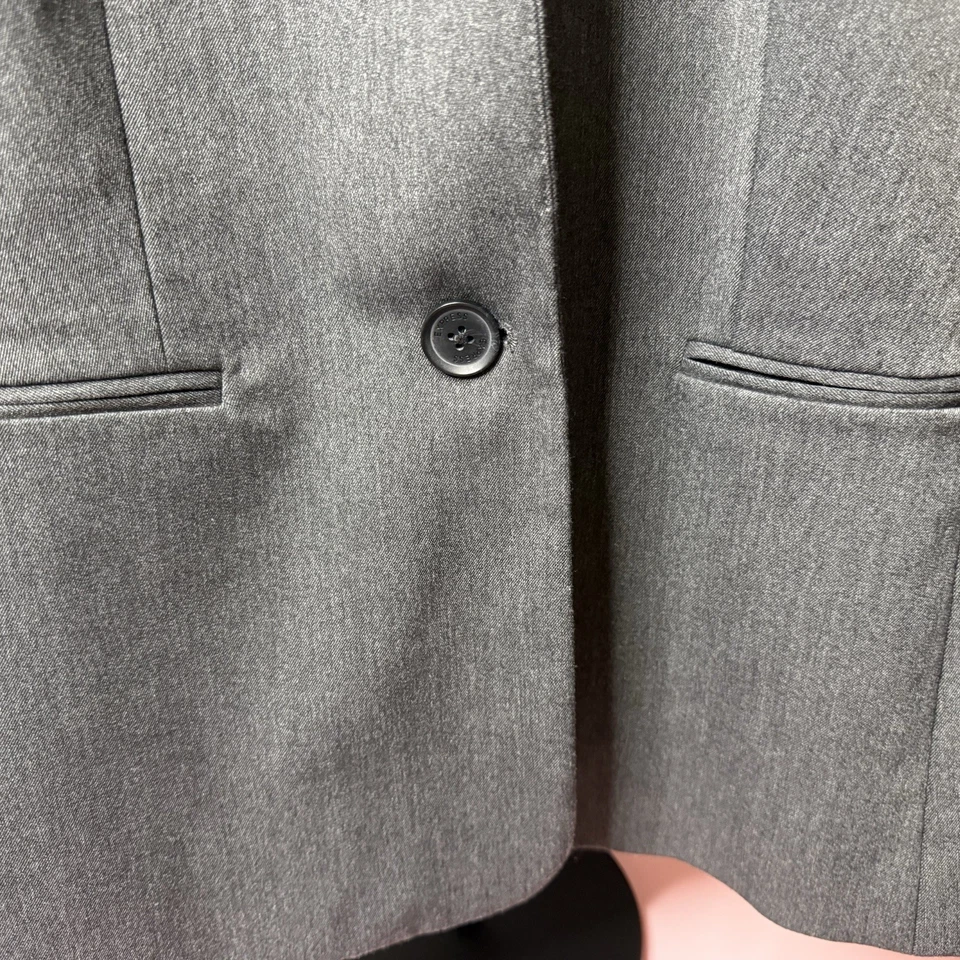 Blazer Express Feminino Cinza Um Botão Tamanho 8 Trabalho Escritório Carreira Jaqueta - Imagem 2 de 4