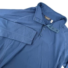 Ibex Men's XL Blue Merino Wool Snap Neck Long Sleeve Pullover Fleece Shirt Ski