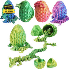 12Inch 3D Printed Dragon Egg,Mystery Crystal Dragon Fidget Toys,Articulated Drag