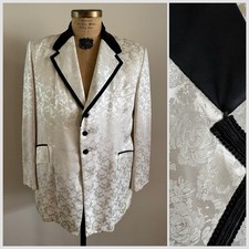 1950s Vtg First Nighter Brocade Dinner Jacket 48R Floral Tuxedo Blazer Rat Pack