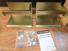 Stainless Steel Toilet Paper Holder with Shelf, Brushed Gold Wall Mount 2 Pack