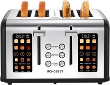 4 Slice Stainless Steel Toaster with 1.5" Wide Slots Digital Touchscreen