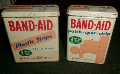 Set of 2 Different ROBIN HOOD Special Offer Band Aid Tins, 1960's Vintage