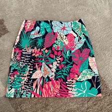 TALBOTS PETITES Womens Tropical Floral Print Skirt Size 6P Navy Pink Green