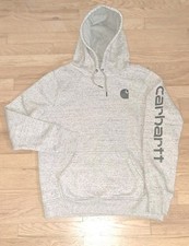 Youth Carhartt Relaxed Fit Hoodie Size L 12-14 Gray Logo MINT USED COND