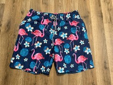 Beautiful Shorts Mens XL Blue Pink Orange Flamingo Floral Swim Trunks Tie Waist