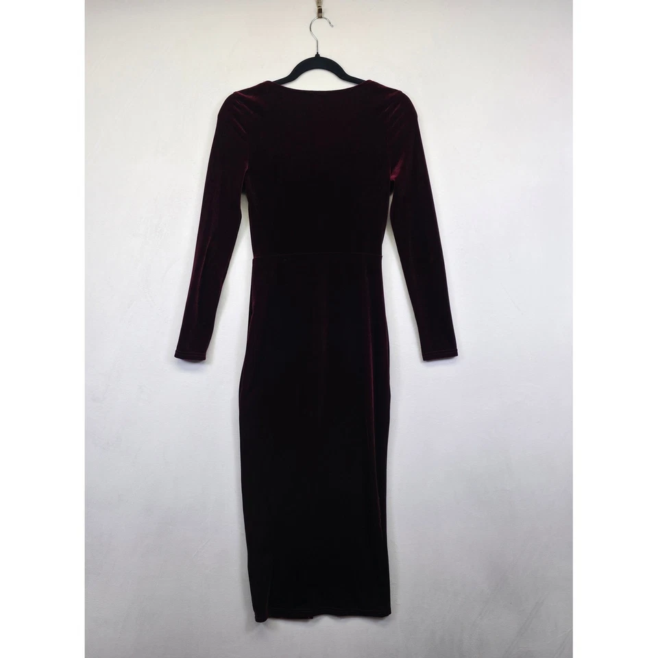 Maxi Vestido Whimsigoth Terciopelo Mujer XS Borgoña Elegante Noche Formal Fecha Noche Foto 3 de 4
