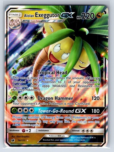 Alolan Exeggutor GX 74/111 Crimson Invasion Holo Pokemon Lightly Played