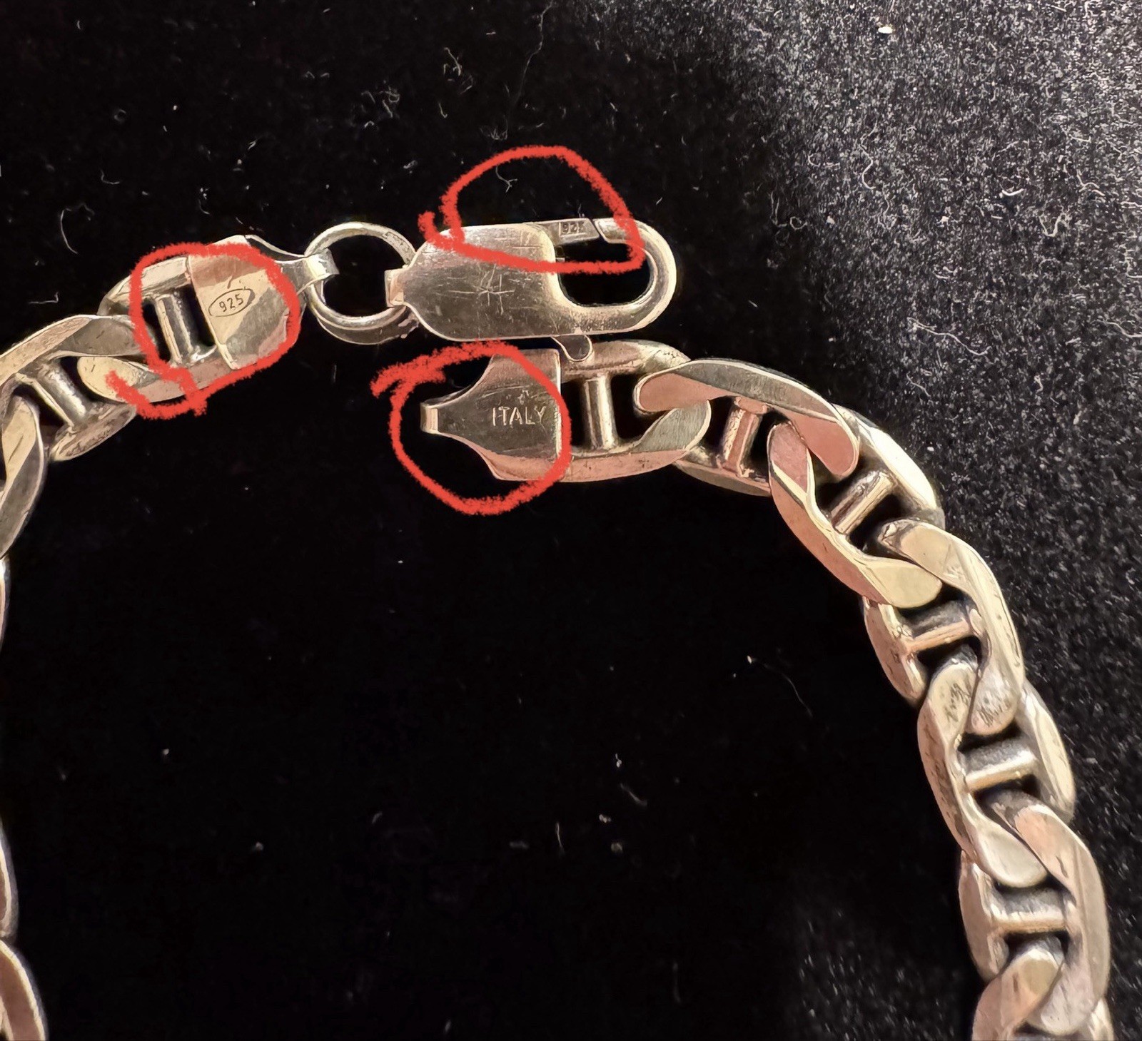 9” Solid, Sterling Silver Mariner Link Bracelet - image 2