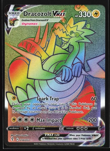 Dracozolt VMAX 210/203 SWSH07: Evolving Skies Secret Rare Pokemon Card