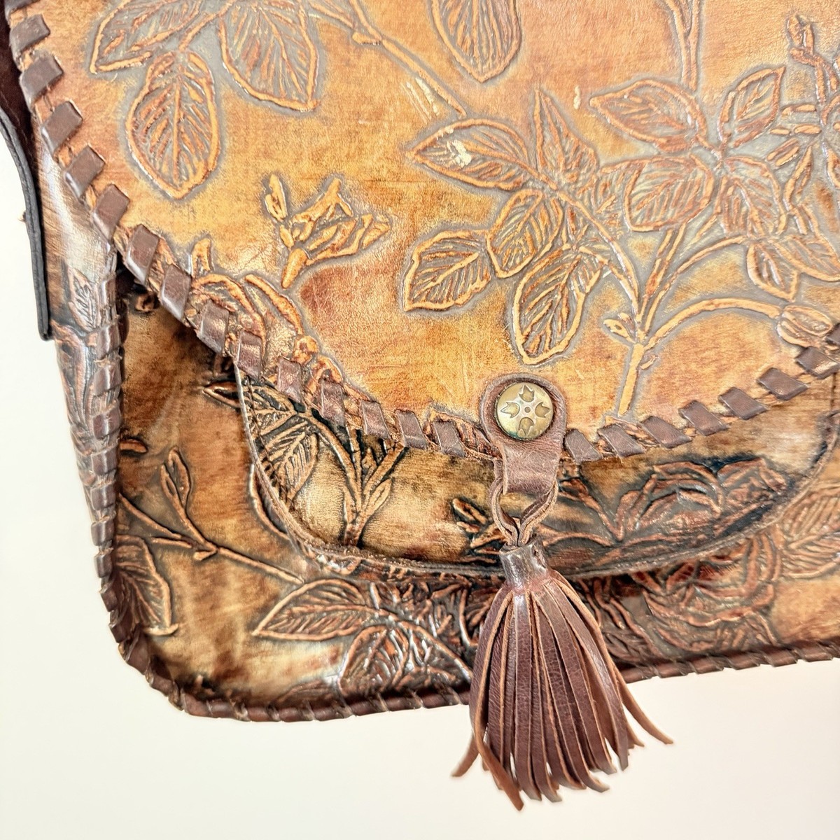 Patricia Nash Beaumont Leather Crossbody Brown Tooled View 2
