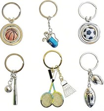 3D Metal Sports Keychain 1 Pc   Basketball Soccer Baseball Golf Rugby Badminton