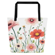 Floral large All-Over Print Large Tote Bag