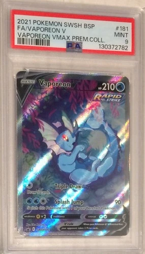 2021 Pokemon SWSH Black Star Promo PSA 9 Vaporeon V Alt Art Full Art 181 SWSH181