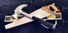 '81 Carpenter Tools Level, Hammer, Enamel, Saw, Hammer, Level Belt Buckle JH