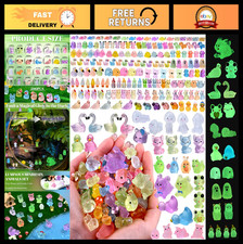 200PCS Glow in the Dark Miniature Animal Figures - Tiny Resin Decor for Crafts,