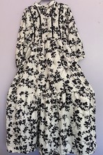 Women/ladies White with Black Floral Print Tunic/ Maxi Size Medium
