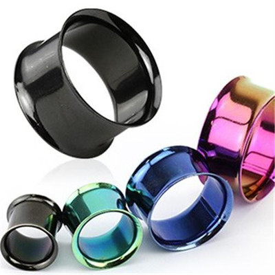 Pair of Titanium Anodized Double Flare Ear Lobe Plugs Tunnels Earlets E225