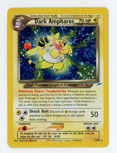 Pokemon CGC 8.5 Ampharos DOUBLE HOLO ERROR 1/64 Neo Revelation