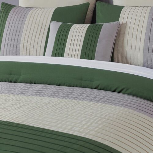 Chezmoi Collection 8-Piece Comforter Set Luxury Pleated Stripe Bedding Set - Picture 16 of 34
