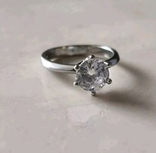 White Gold Plated Sterling Silver CZ Ring Size 7 Engagement Wedding Gift