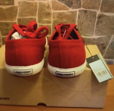 Fred Perry Vintage Tennis Canvas Sneakers Shoes Winter Red  display picture 1