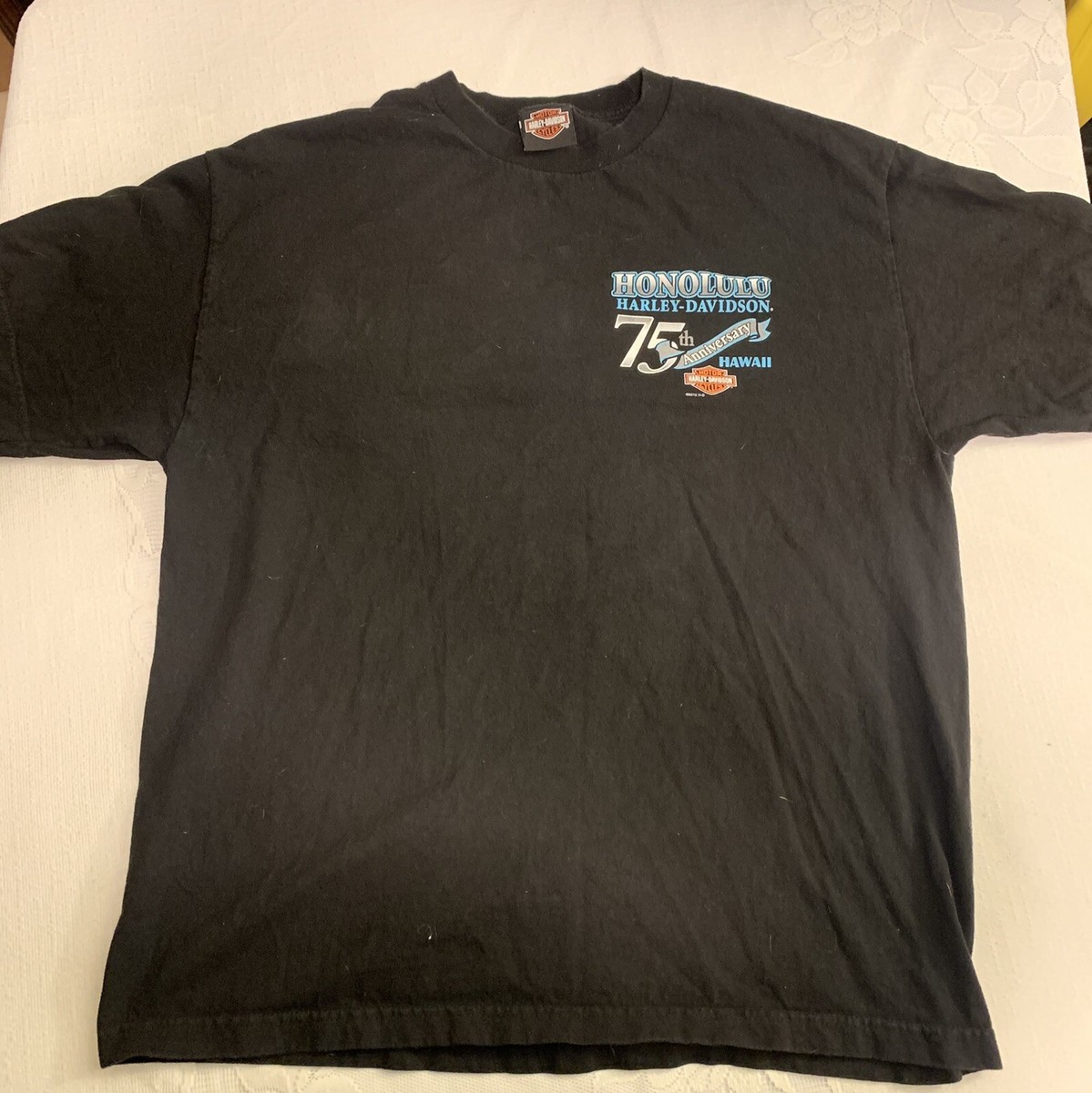 Harley Davidson Honolulu Hawaii 75th Anniversary Black T Shirt XL 