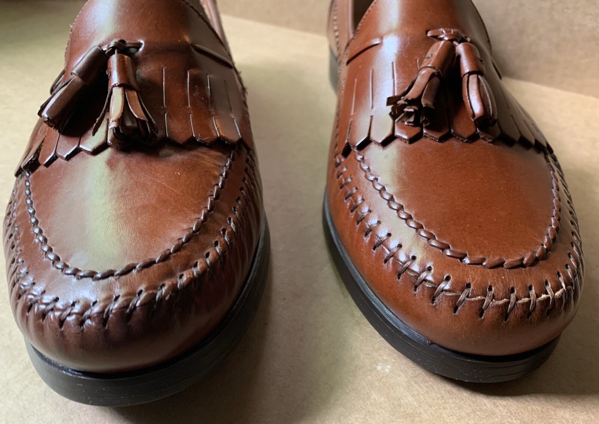 GIORGIO BRUTINI BROWN LEATHER KILTIE TASSEL LOAFERS, MEN display picture 2