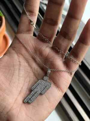 2Ct Round Lab-Created Diamond Billie Eilish Pendant Womens 14k