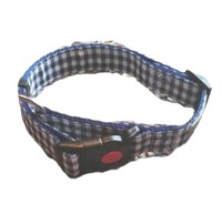 Halsband, Gr.M,30-40Cm,Blau,Karriert, Hundehalsband,Zugentlastung,Greyhound,Neu
