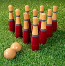 New Wooden Lawn Bowling Game Set Fun Backyard Kid Bag Family Gift Adult Pin Ball