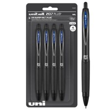 Uniball Signo 207 Gel Pen 4 Pack, 0.7mm Medium Gel Ink Office Pens Blue