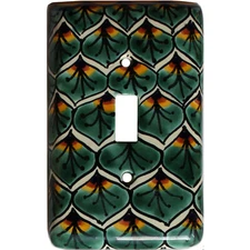 TalaMex Mexican Ceramic Wall Plate Peacock Single Toggle Switch Plate