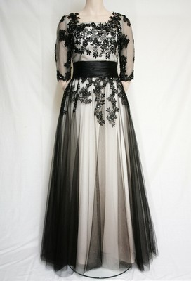 black and cream prom dress