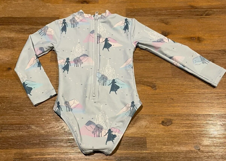 Niñas Talla 2 DISNEY FROZEN Manga Larga Traje de Baño Bañador Azul UPF50+ NUEVO A501 Foto 3 de 3