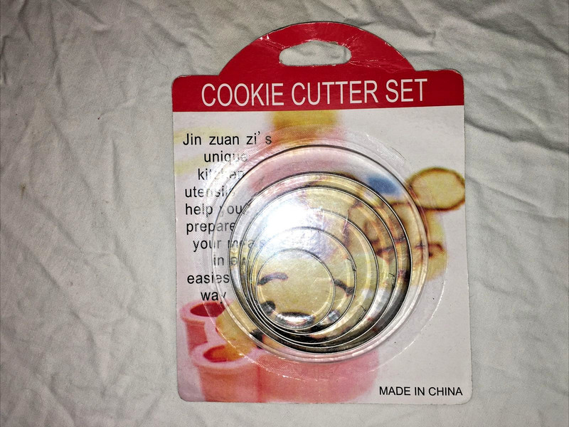5 Piece Cookie Cutter Set/Mold Biscuit/Pastry Stainless Steel Round Circle - NEW