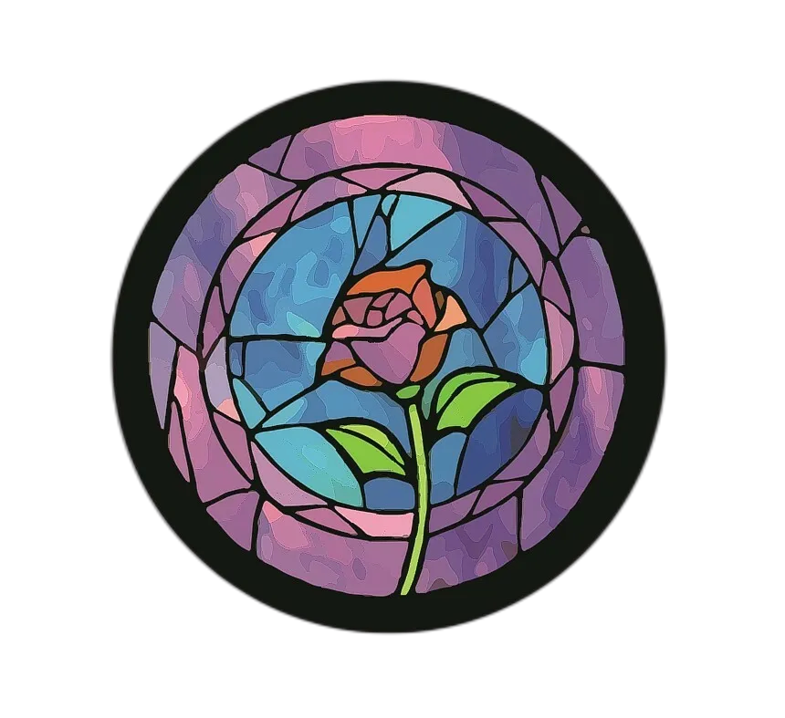 Rose Stained Glass Window Decal for Home Decor