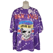 Shein Curve T Shirt Womens Size 2XL Magic Angel Bleached Die Purple Skull Flag