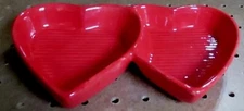 Red Double Heart Decorative Candy Trinket Dish By IQ Accessories USA VTG RARE