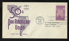 #895 3c Pan American Union -Macos FDC 