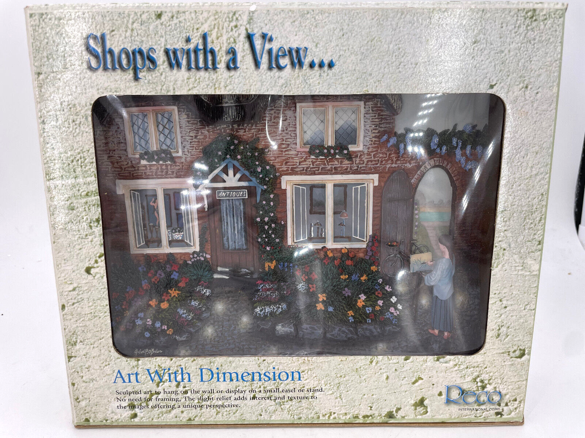 The Old Antiques Shop Sculpted Dimensional Art 9.25 x 7.25