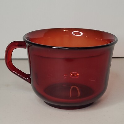 Vtg Arcoroc France Tea Cup Mid Century Ruby Red Glass Classique Coffee  