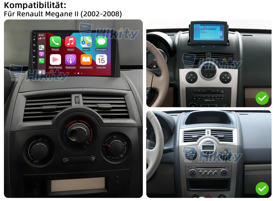 DAB+ 2+64GB 9" Android Autoradio für Renault Megane 2 mit GPS Navi WIFI CarPlay - Bild 2 von 4