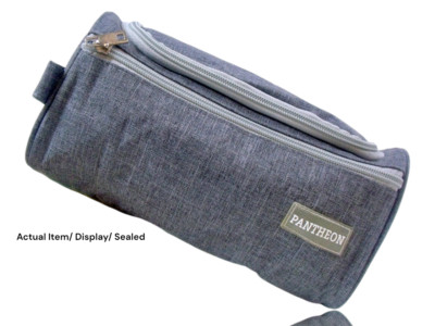 Pantheon Men's Toiletry, Shave, Large Bathroom Organizer & Travel Bag/ Gray, New