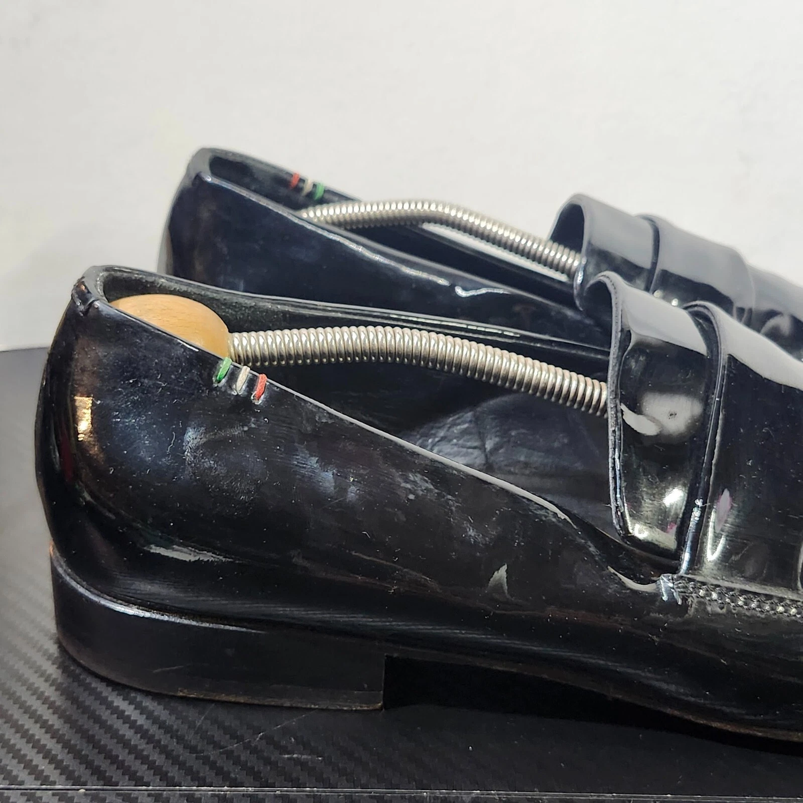 Mocassini slip on vintage Moschino in pelle verniciata nera taglia EU45