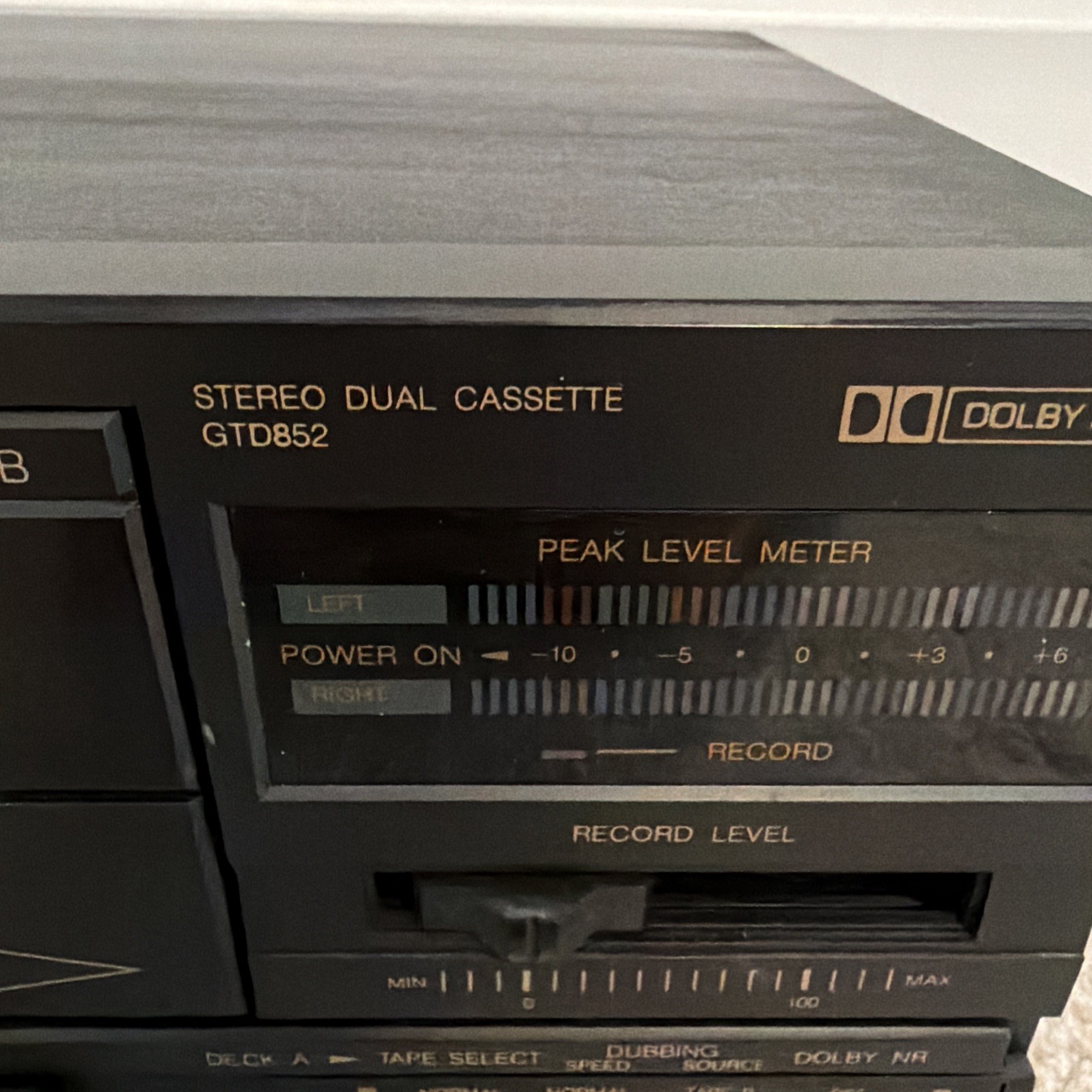 Garrard GTD-852 Dual Cassette Tape Player/Recorder Vintage Dubbing Black